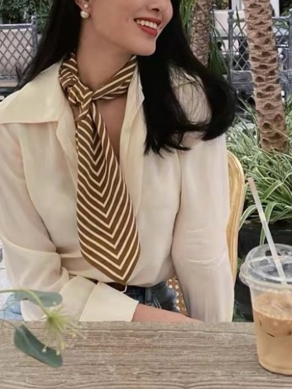 Blogger Favorite 100% Pure Silk Geometric Striped Scarf - Picture 5 of 9